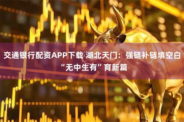 交通银行配资APP下载 湖北天门：强链补链填空白 “无中生有”育新篇